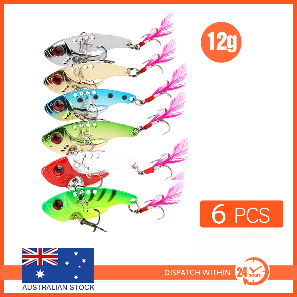 6Pcs 12g Fishing Switchblade Blade VIBE VIB Metal Lures 55mm Bream Bass