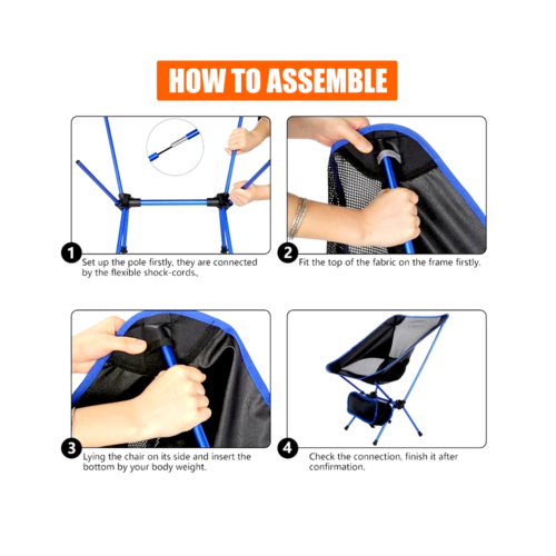 Outdoor Folding Portable Lightweight Camping Chair Fishing Hiking Seat + Bag AU