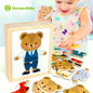 Fashion Baby Bear Boy Change Clothes Puzzle Block Wooden Jigsaw Toy Kids