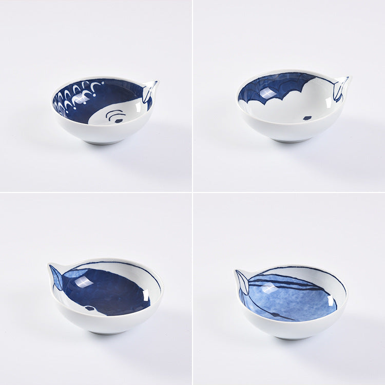 4 Piece Ceramic 13cm Bird Pattern Dinner Bowl Set Dining Home Dinnerware Japan