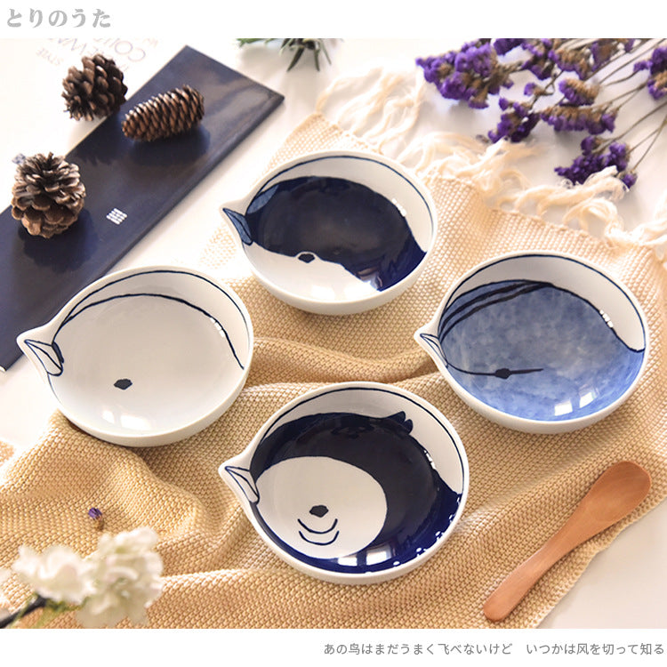 4 Piece Ceramic 13cm Bird Pattern Dinner Bowl Set Dining Home Dinnerware Japan