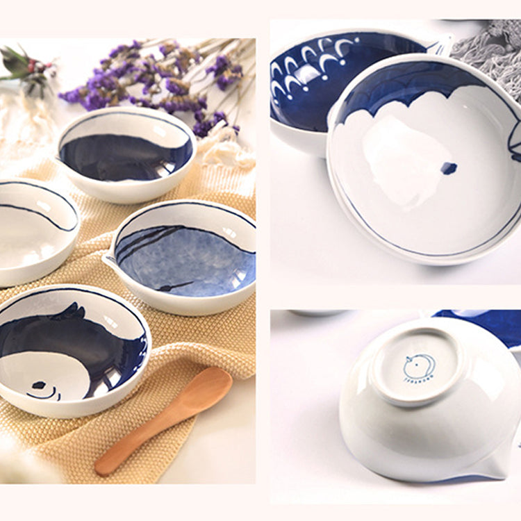 4 Piece Ceramic 13cm Bird Pattern Dinner Bowl Set Dining Home Dinnerware Japan