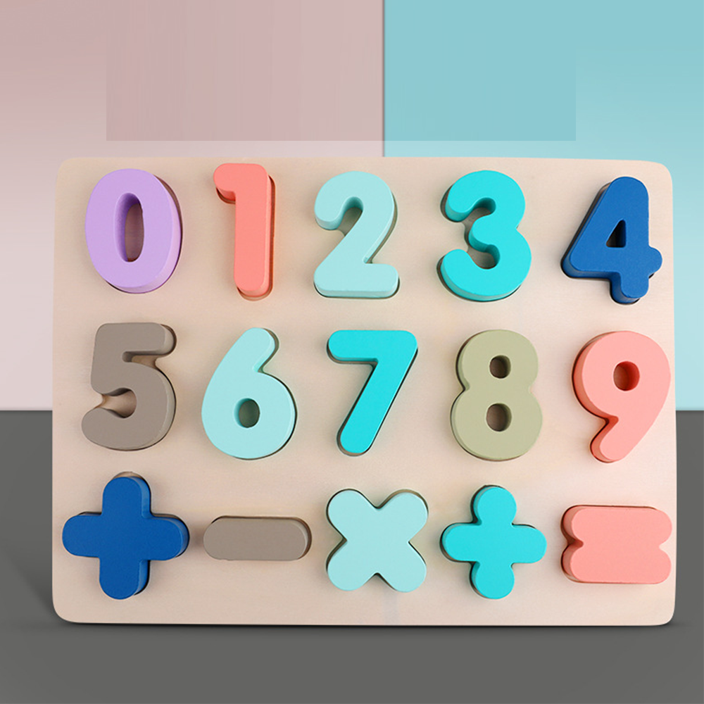 Number 0-9 Math Wooden Jigsaw Puzzle Toy Children Kids Baby Learning Educati...