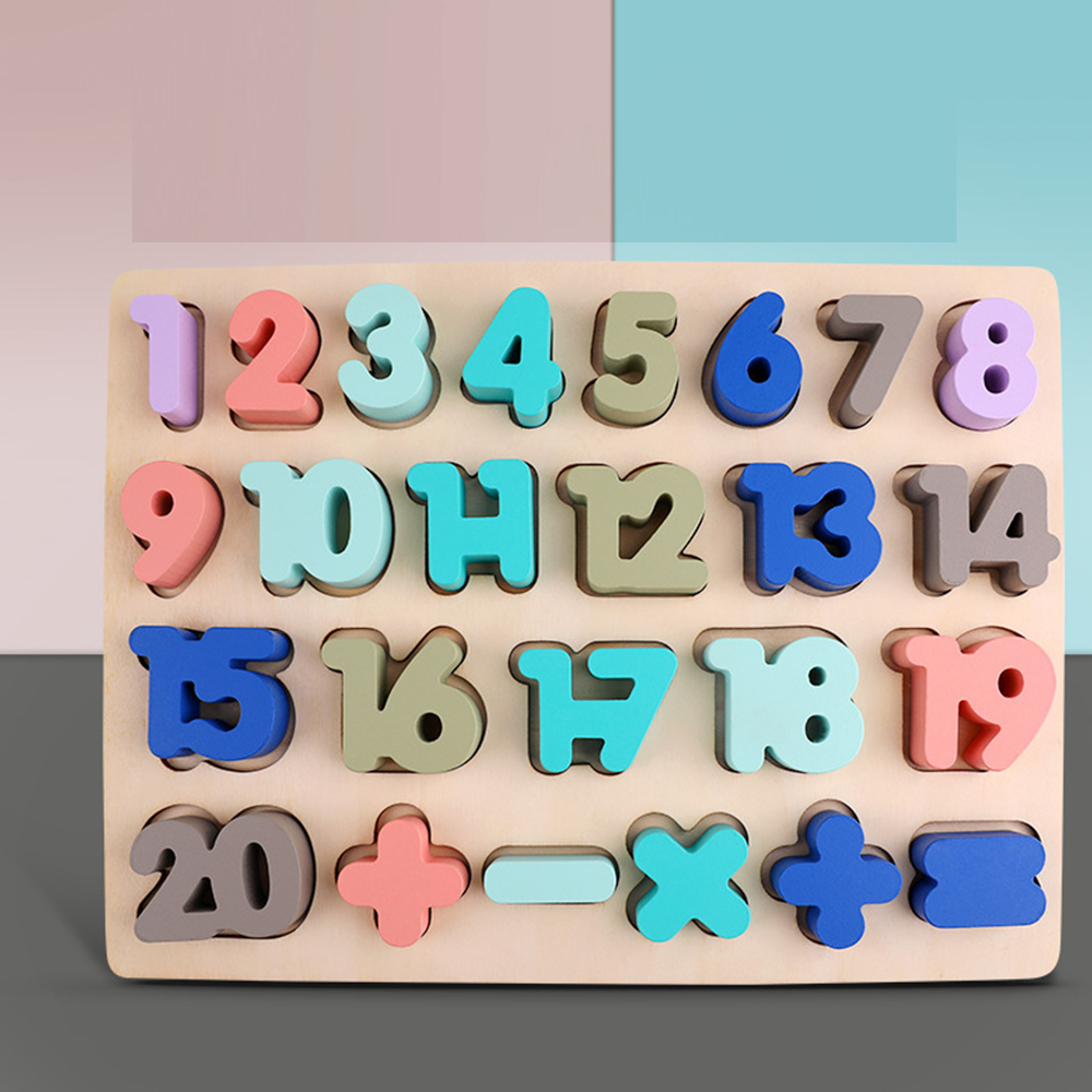 Numbers Math 1-20 Wooden Jigsaw Puzzle Toy Children Kids Baby Learning Educa...
