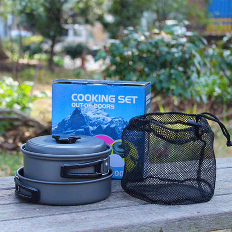 8Pcs Outdoor Cooking Camping Hiking Cookware Set DS-200