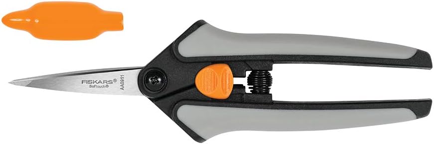 Fiskars Micro-Tip Pruning Shears: 6” Sharp Scissors, Non-Stick, Precision-Ground