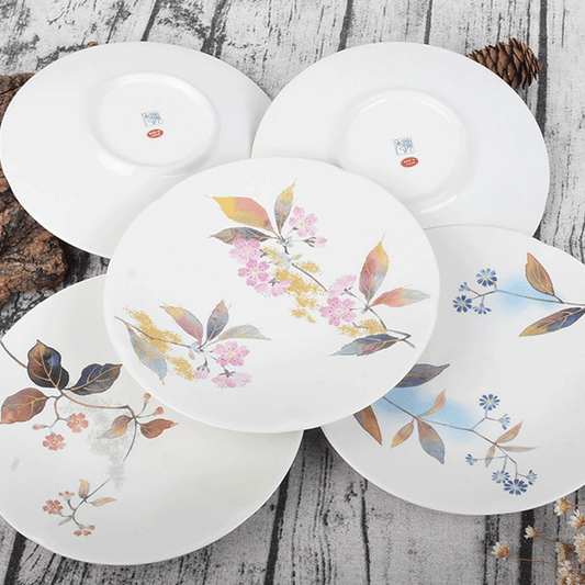 5 Piece Ceramic Handpaint Autumn Floral Dining Set Plates Kitchen Dinnerware Set