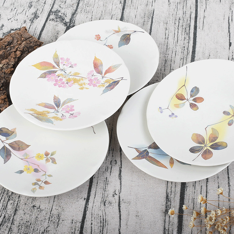 5 Piece Ceramic Handpaint Autumn Floral Dining Set Plates Kitchen Dinnerware Set