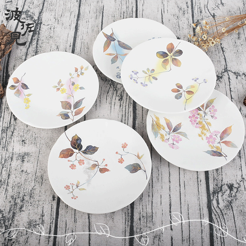 5 Piece Ceramic Handpaint Autumn Floral Dining Set Plates Kitchen Dinnerware Set