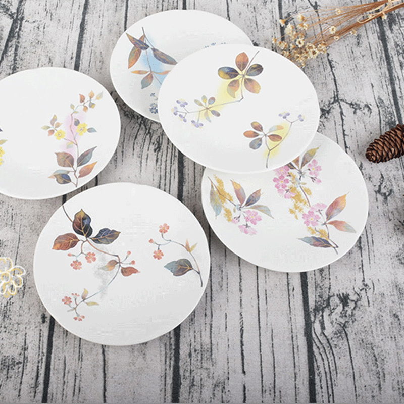 5 Piece Ceramic Handpaint Autumn Floral Dining Set Plates Kitchen Dinnerware Set