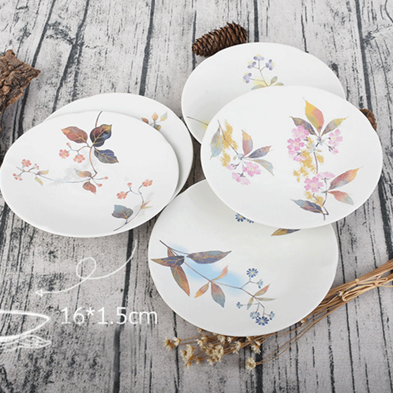 5 Piece Ceramic Handpaint Autumn Floral Dining Set Plates Kitchen Dinnerware Set