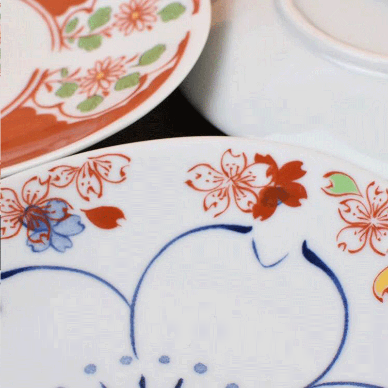 5 Piece Ceramic Cherry Blossom Dining Set Plates Home Kitchen Dinnerware Japan