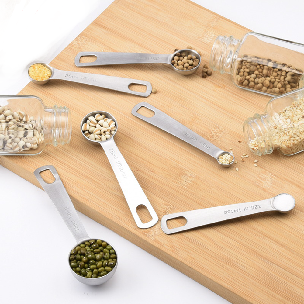 量匙 6 件/1 套 茶勺 茶匙 烘焙烹饪厨房勺子工具