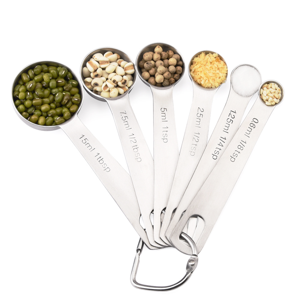 量匙 6 件/1 套 茶勺 茶匙 烘焙烹饪厨房勺子工具