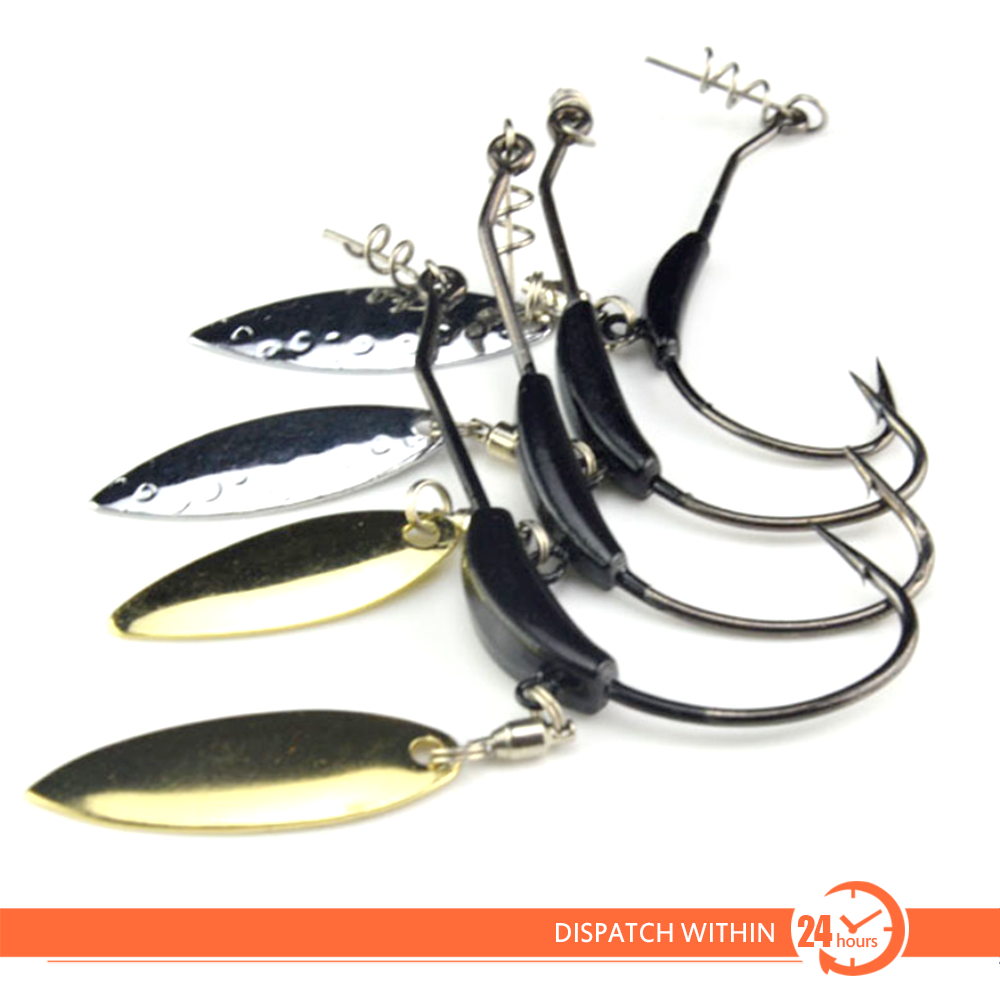 5pcs Metal Spinning Fishing Lure Hook Slice Spinner Tackle Bait Casting 7001