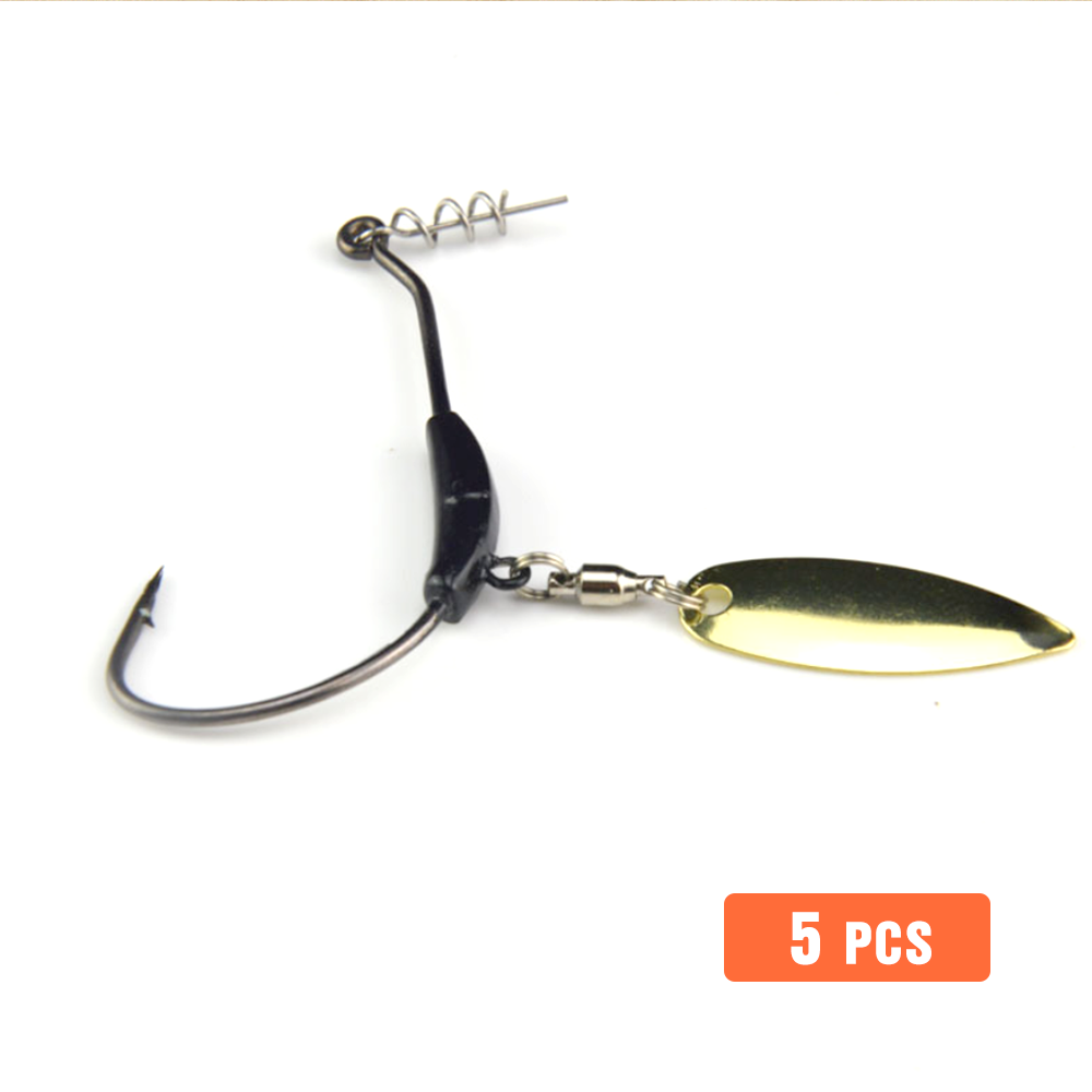 5pcs Metal Spinning Fishing Lure Hook Slice Spinner Tackle Bait Casting 7001