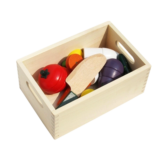 10pcs Pretend Play Cutting Wooden Food Vegetable Fruit BOX kid Educational Toy