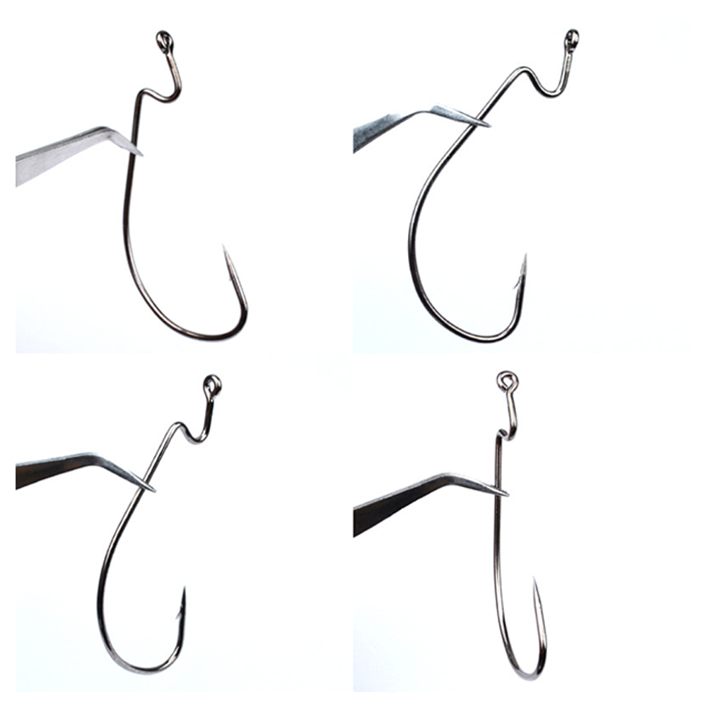 50Pcs Wide Gap Worm Hook Jig Fishing Crank Hooks for Soft Bait Lure 5 sizes