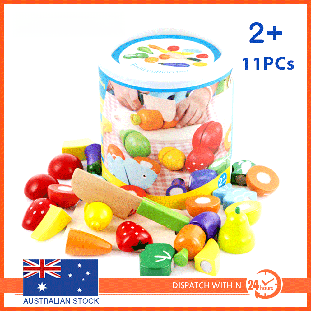 13pcs Wooden Kitchen Toys Cutting Fruit Vegetable Kids Play Set