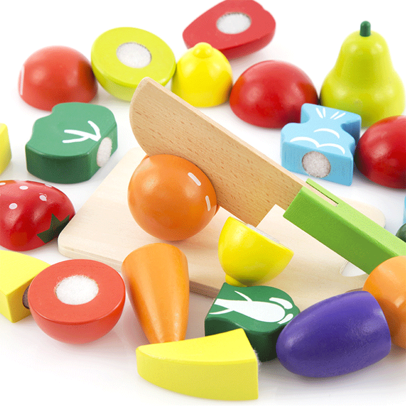 13pcs Wooden Kitchen Toys Cutting Fruit Vegetable Kids Play Set