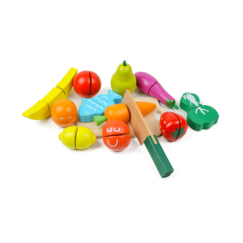 13pcs Wooden Kitchen Toys Cutting Fruit Vegetable Kids Play Set