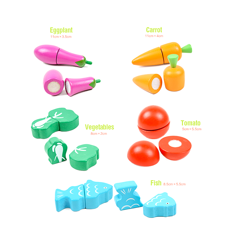 13pcs Wooden Kitchen Toys Cutting Fruit Vegetable Kids Play Set
