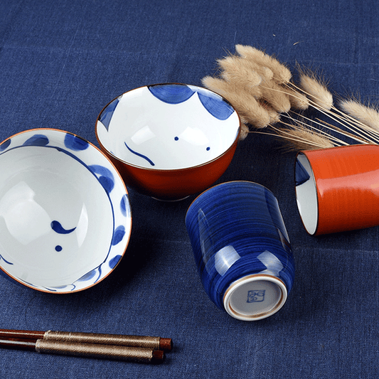 4 件套陶瓷碗杯盘餐具套装厨房餐具情侣婚礼日本