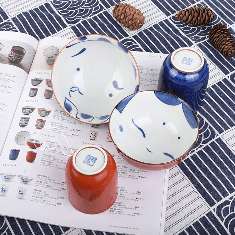 4 Pcs Ceramic Bowl Cup Plate Dining Set Kitchen Dinnerware Couple Wedding Japan