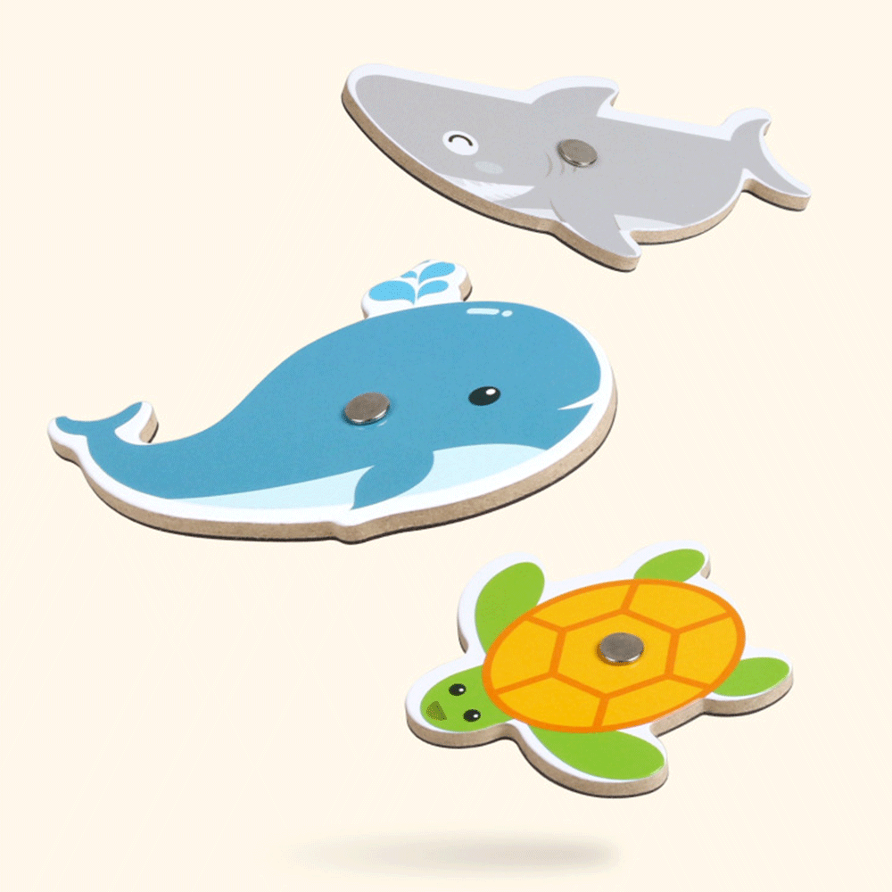 Wooden Magnet Whiteboard Multicolor Jigsaw Puzzle Kids Toy Games Beach Sea