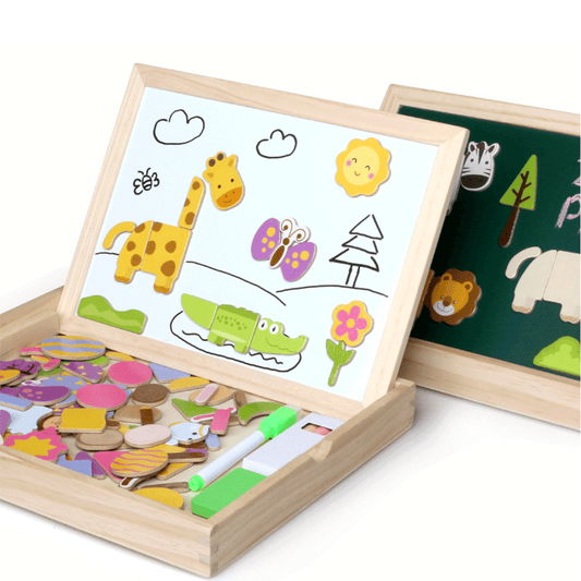 Wooden Magnet Whiteboard Multicolor Jigsaw Puzzle Kids Toy Games Anmials