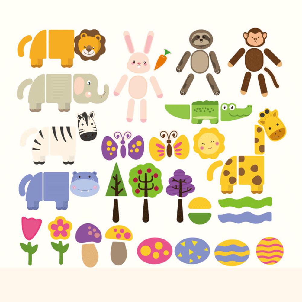 Wooden Magnet Whiteboard Multicolor Jigsaw Puzzle Kids Toy Games Anmials