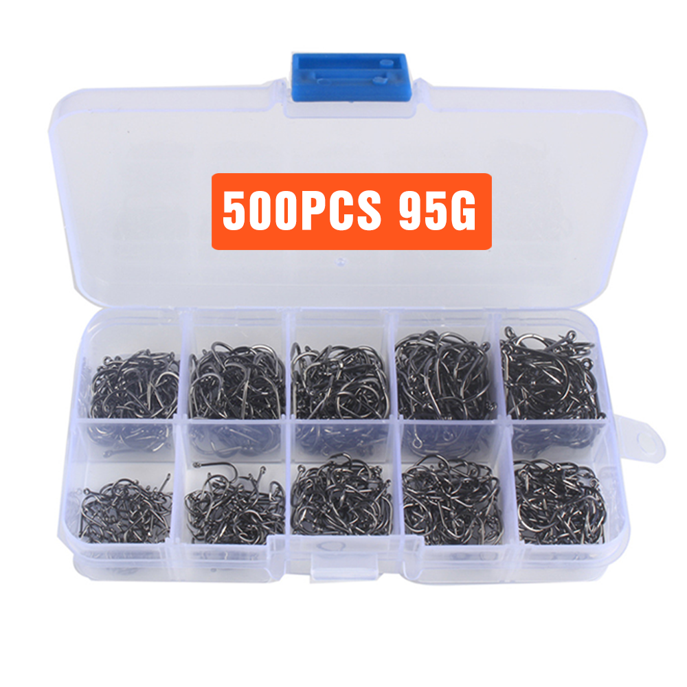 500Pcs/set Assorted Fishing Sharpened Hooks Lure Tackle Perforated 3#~12#
