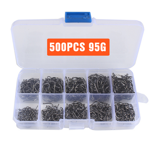 500 件/套各种钓鱼用锋利鱼钩诱饵渔具穿孔 3#~12#