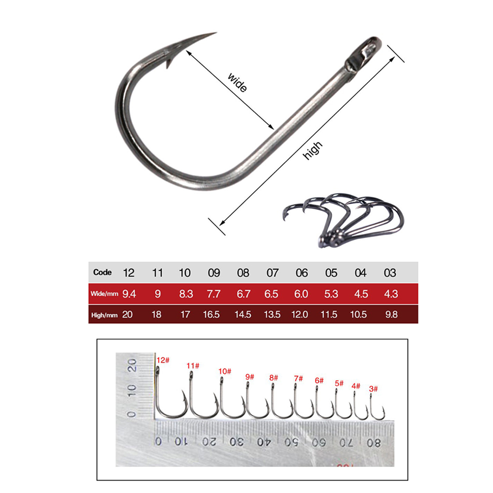 500Pcs/set Assorted Fishing Sharpened Hooks Lure Tackle Perforated 3#~12#