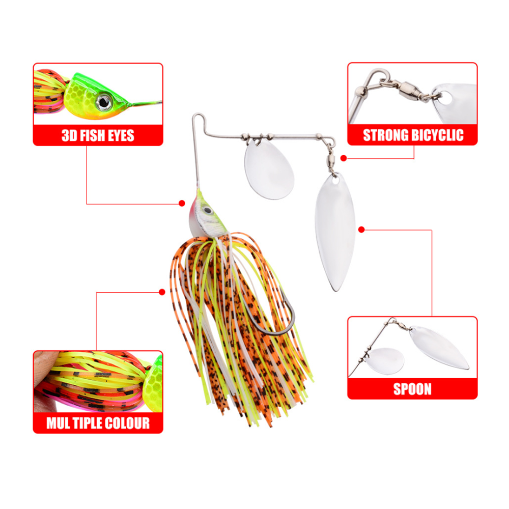 5x Metal Spinning Fishing Lures buzzbait Spinner Tackle Bait Casting DW374