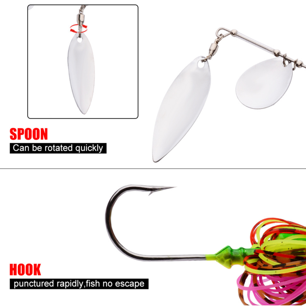 5x Metal Spinning Fishing Lures buzzbait Spinner Tackle Bait Casting DW374