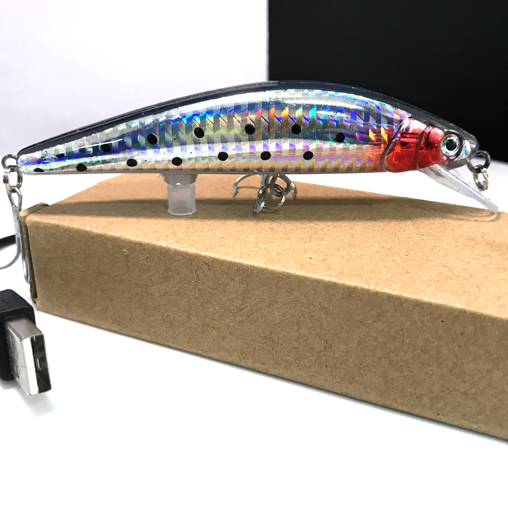USB Rechargeable Twitching Fishing Lures Bait Light Buzzing Lure Fish with hooks