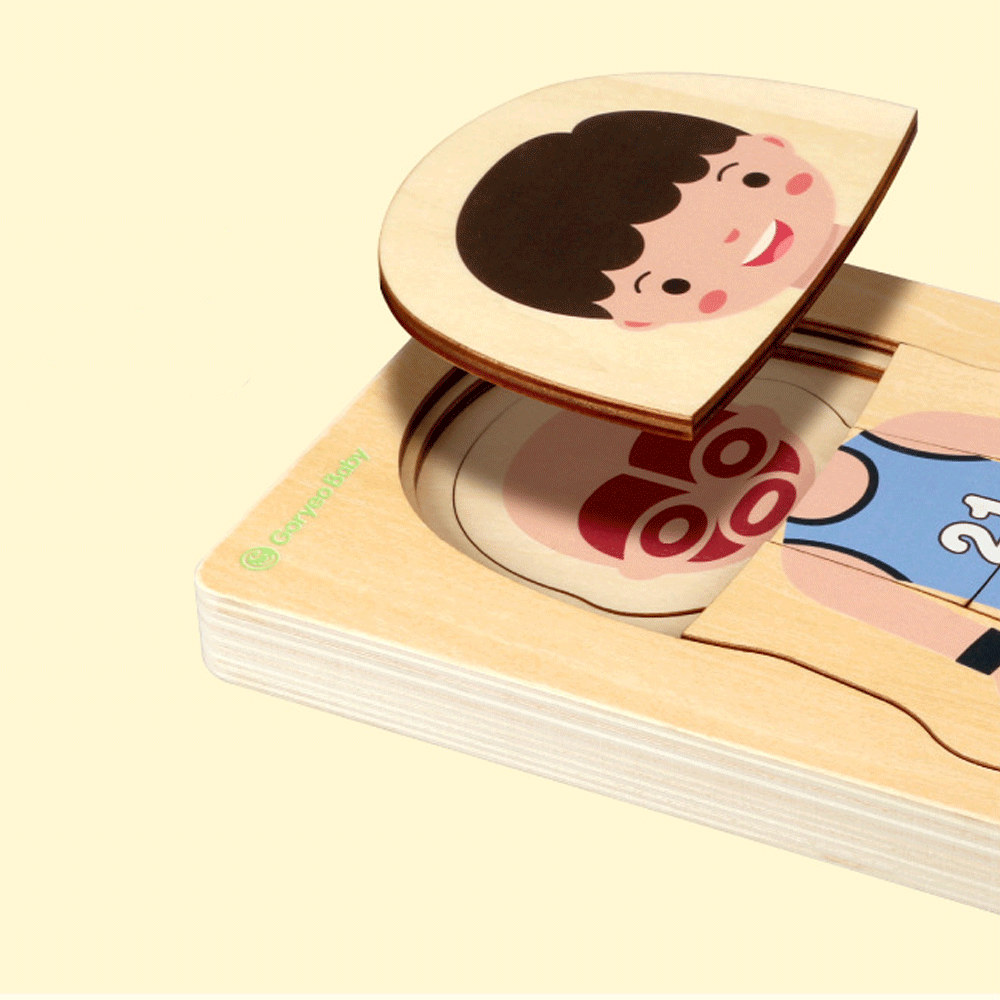Wooden Body Puzzle Boy 5 Layer Body Puzzle anatomy Kids Puzzle Educational Toy