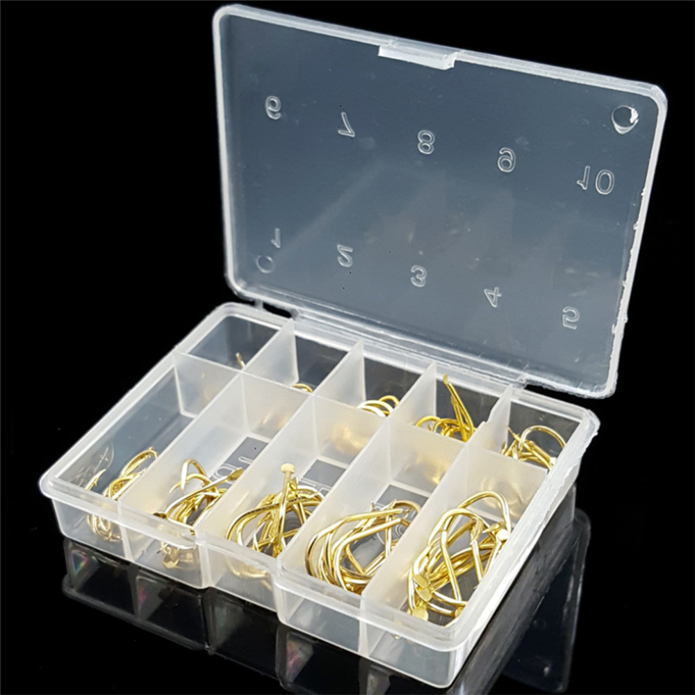 100Pcs/set Assorted Fishing Sharpened Hooks Lure Tackle Perforated 1#~10#