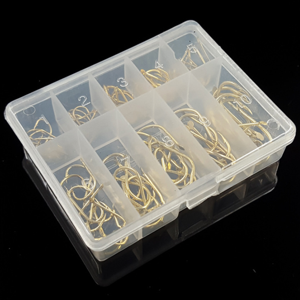 100Pcs/set Assorted Fishing Sharpened Hooks Lure Tackle Perforated 1#~10#