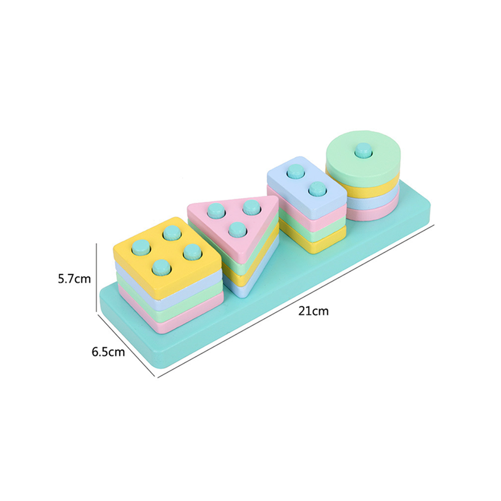 Wooden Geometric Blocks Montessori Kids Baby Educational Toys Building Blocks