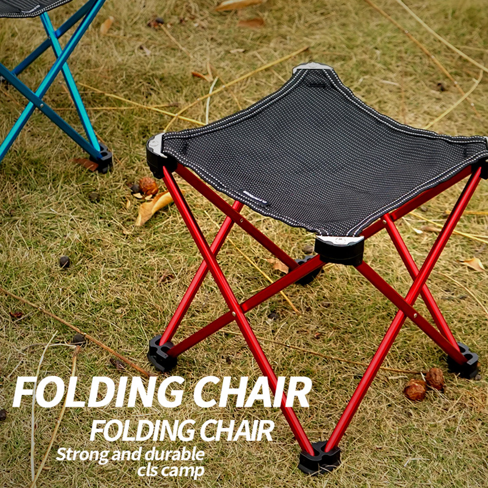 Red Portable Outdoor Folding Stool Camping Fishing Picnic Chair Small Seat
