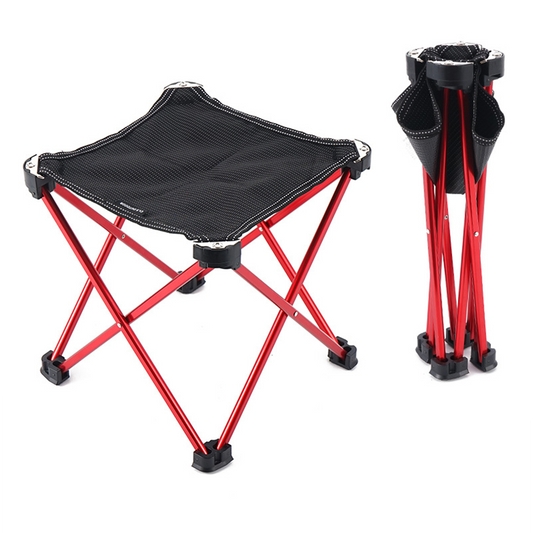 Red Portable Outdoor Folding Stool Camping Fishing Picnic Chair Small Seat