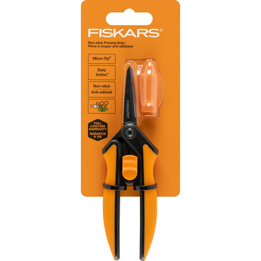 Fiskars Micro-Tip Pruning Shears: 6” Sharp Scissors, Non-Stick, Precision-Ground