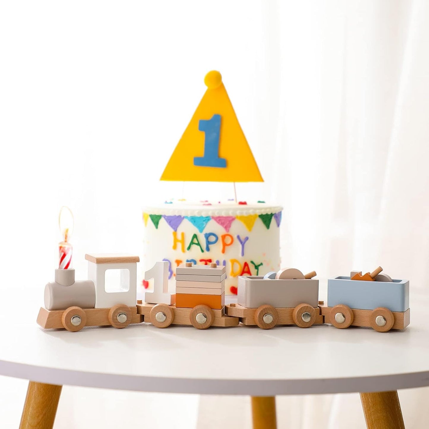 Wooden Montessori Train with Stacking Blocks and Numbers for Toddlers