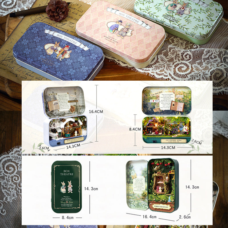 3D DIY Miniature Wooden Puzzle Dollhouse Mini Furniture Decoration Toy for Kid Birthday Gift Box Theatre