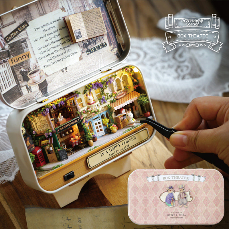 3D DIY Miniature Wooden Puzzle Dollhouse Mini Furniture Decoration Toy for Kid Birthday Gift Box Theatre