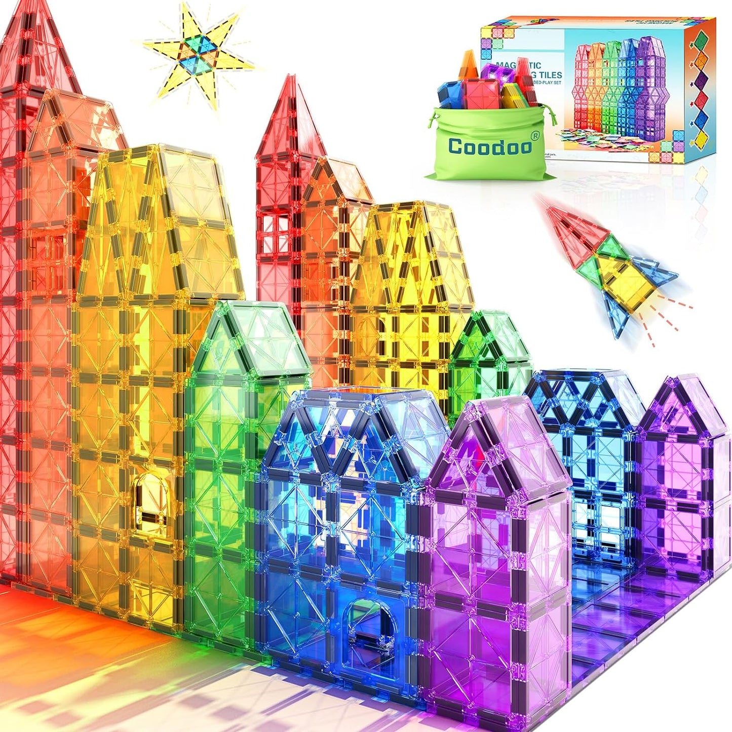 Magnetic Tiles STEM Toy Set, Montessori Learning for Toddlers 3+ Years