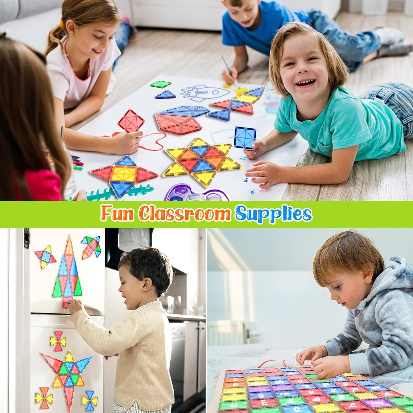 Magnetic Tiles STEM Toy Set, Montessori Learning for Toddlers 3+ Years
