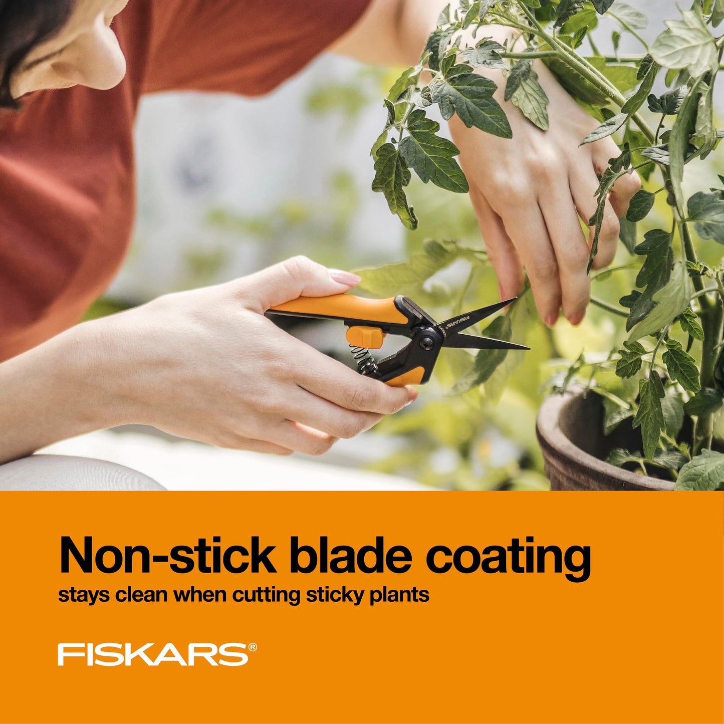 Fiskars Micro-Tip Pruning Shears: 6” Sharp Scissors, Non-Stick, Precision-Ground